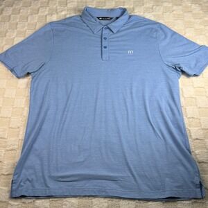 Travis‎ Mathew Mens Golf Polo Shirt Blue Striped Short Sleeve XL Made in Vietnam